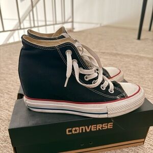 Converse Vintage Black and White High-Top Wedge Sneakers